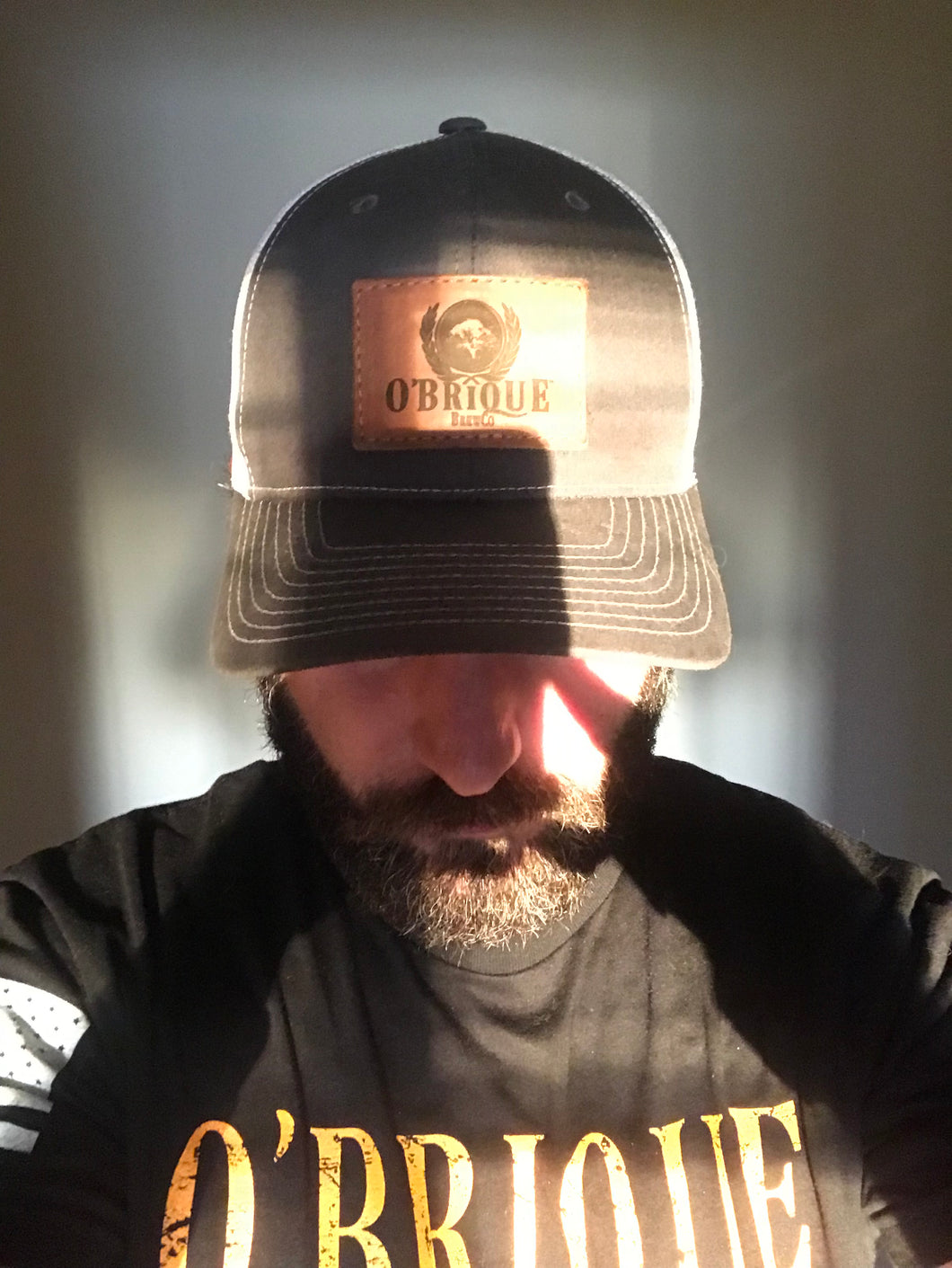 O'Brique Brewing company Leather Logo Hats